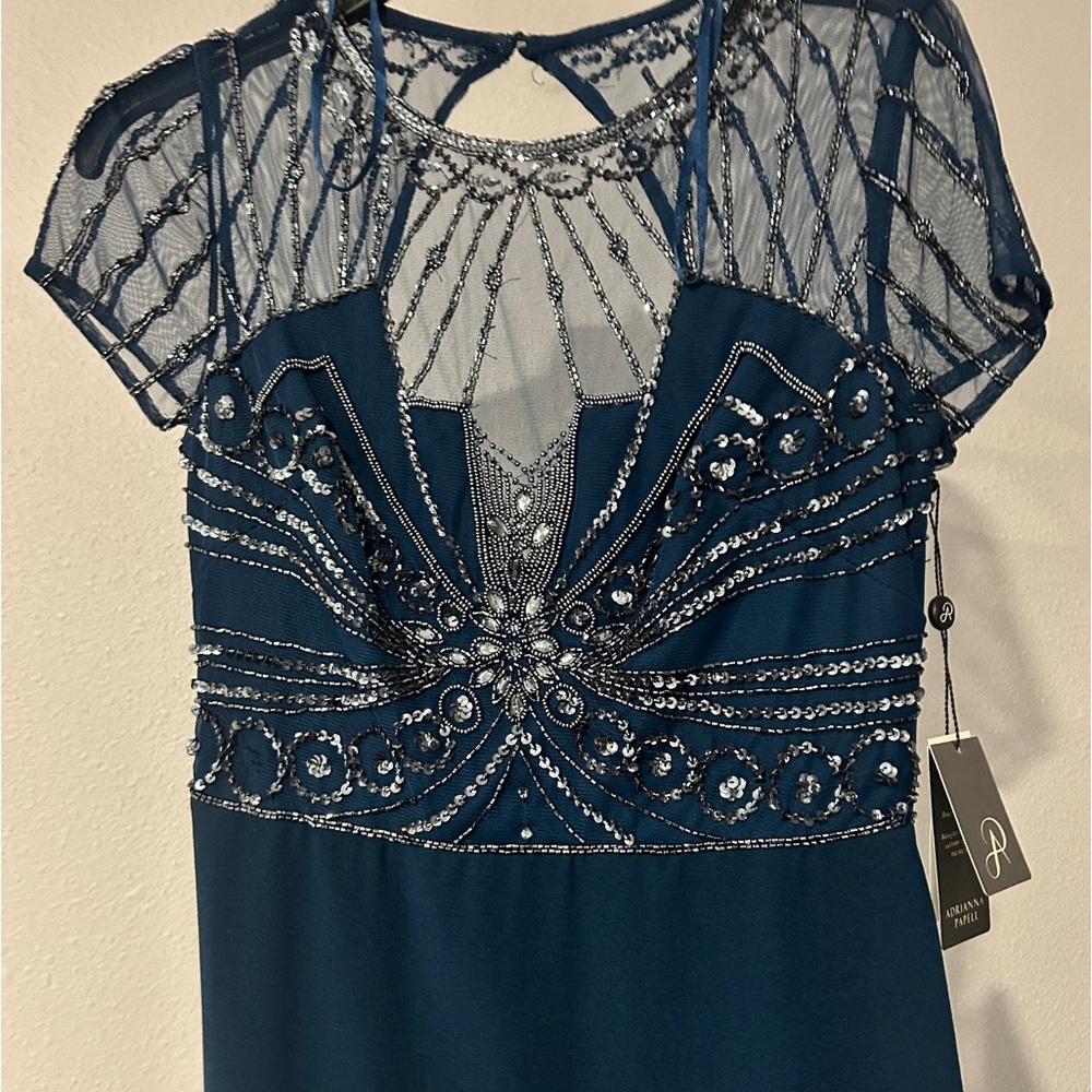 Adrianne Papell formal blue dress with sequencing, gorgeous dress never worn